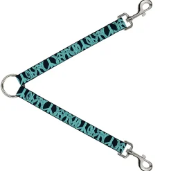 Dog Leash Splitter - Peace Sketch Black/Baby Blue