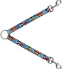 Dog Leash Splitter - Penguin Superhero Blue Bubbles