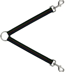 Dog Leash Splitter - Pinstripes Black/Multi Color