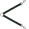 Dog Leash Splitter - Pixilated Hibiscus Flowers Black/Multi Color