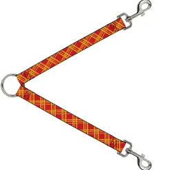 Dog Leash Splitter - Plaid X4 Fluorescent Oranges/Pinks/Yellow