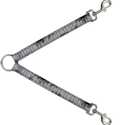 Dog Leash Splitter - Plaid Curls Gray