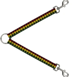 Dog Leash Splitter - Plaid Black/Rasta