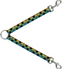 Dog Leash Splitter - Plaid X Gradient Black/Orange/Green/Blue