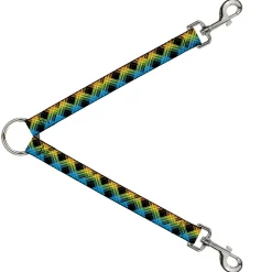 Dog Leash Splitter - Plaid X Gradient Black/Orange/Green/Blue