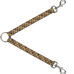 Dog Leash Splitter - Plaid X Brown/White/Gold