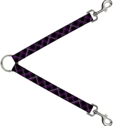 Dog Leash Splitter - Plaid Black/Purple/Gray