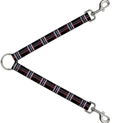 Dog Leash Splitter - Plaid Black/Red/White/Blue