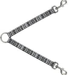 Dog Leash Splitter - Plaid Black/White