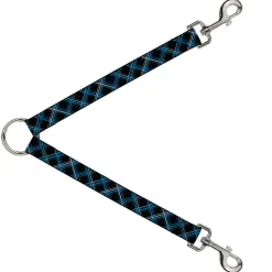 Dog Leash Splitter - Plaid Black/Turquoise/Gray