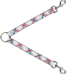 Dog Leash Splitter - Plaid X White/Red/Turquoise/Gray