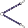Dog Leash Splitter - Plaid X2 Purple/Gray/White/Black