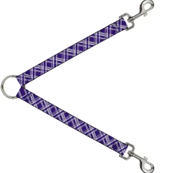 Dog Leash Splitter - Plaid X3 Purple/Gray/White