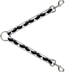 Dog Leash Splitter - Plastic Mustache White/Black