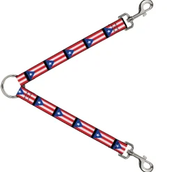 Dog Leash Splitter - Puerto Rico Flag Repeat/Black