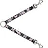 Dog Leash Splitter - Punk Heart & Cross Bones w/Splatter Black/White