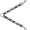 Dog Leash Splitter - Punk Heart & Cross Bones w/Skulls & Splatter Black/White