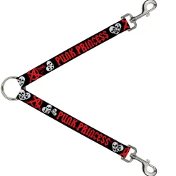 Dog Leash Splitter - Punk Princess Black/Red/White