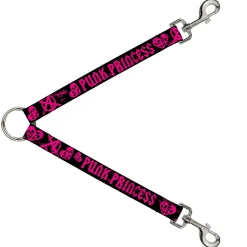 Dog Leash Splitter - Punk Princess Black/Fuchsia