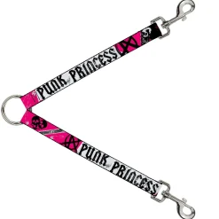 Dog Leash Splitter - Punk Princess w/Zippers & Skulls