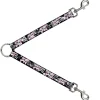 Dog Leash Splitter - Punk Princess Heart & Cross Bones w/Skulls & Splatter Black/White