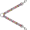 Dog Leash Splitter - Pure Punk w/Safety Pins Black/Fuchsia/White