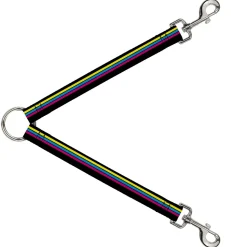 Dog Leash Splitter - Racing Stripes Black Yellow Blue Pink