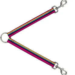 Dog Leash Splitter - Racing Stripes Pink Yellow Blue Black