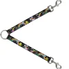 Dog Leash Splitter - Rainbow Cloud Stars Black