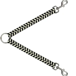 Dog Leash Splitter - Rhombus Split White/Black