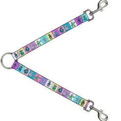 Dog Leash Splitter - Robots Pastel Blocks