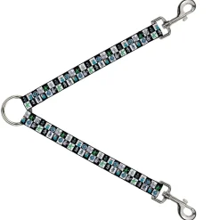 Dog Leash Splitter - Robot Checkers Black/White