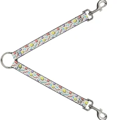Dog Leash Splitter - 90s Nineties Grid Pattern Gray Multi Pastel
