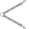 Dog Leash Splitter - 90s Nineties Grid Pattern Vibrant Gray Multi Color
