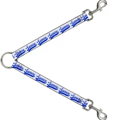 Dog Leash Splitter - SAUCE Baseball Script White/Blue