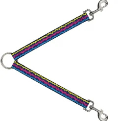 Dog Leash Splitter - Scribble Zig Zag Stripe Navy/Multi Color