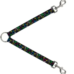 Dog Leash Splitter - Sketch Stars Black/Multi Color