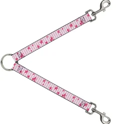 Dog Leash Splitter - Sketch Stars w/Stripes Pink/White/Fuchsia