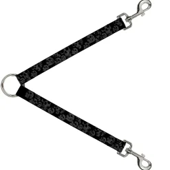 Dog Leash Splitter - Skulls Stacked Weathered Black/Gray