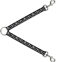 Dog Leash Splitter - Skulls & Stars Black/White