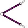 Dog Leash Splitter - Skull w/Babies Black/Fuchsia