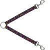 Dog Leash Splitter - Skull & Fleur-de-Lis Black/Multi Color