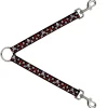 Dog Leash Splitter - Skulls & Stars Black/White/Red
