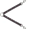 Dog Leash Splitter - Skulls & Stars Black/White/Pink