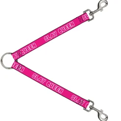 Dog Leash Splitter - SLAY QUEEN Bubble Text Pink/White