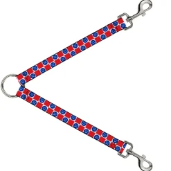 Dog Leash Splitter - Smiley Sad Face Checker Red/White/Blue