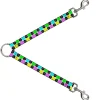 Dog Leash Splitter - Smiley Sad Face Checker Multi Color/White