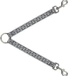 Dog Leash Splitter - Smiling Panda Repeat Black/White