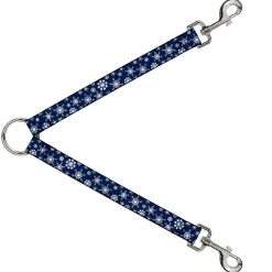 Dog Leash Splitter - Snowflakes Blue/White
