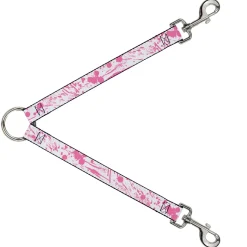 Dog Leash Splitter - Splatter White/Pink